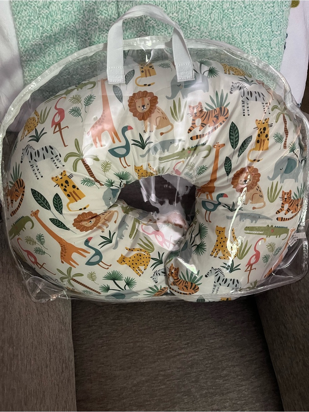 Boppy Nursing Pillow - White with Multi Animal Print